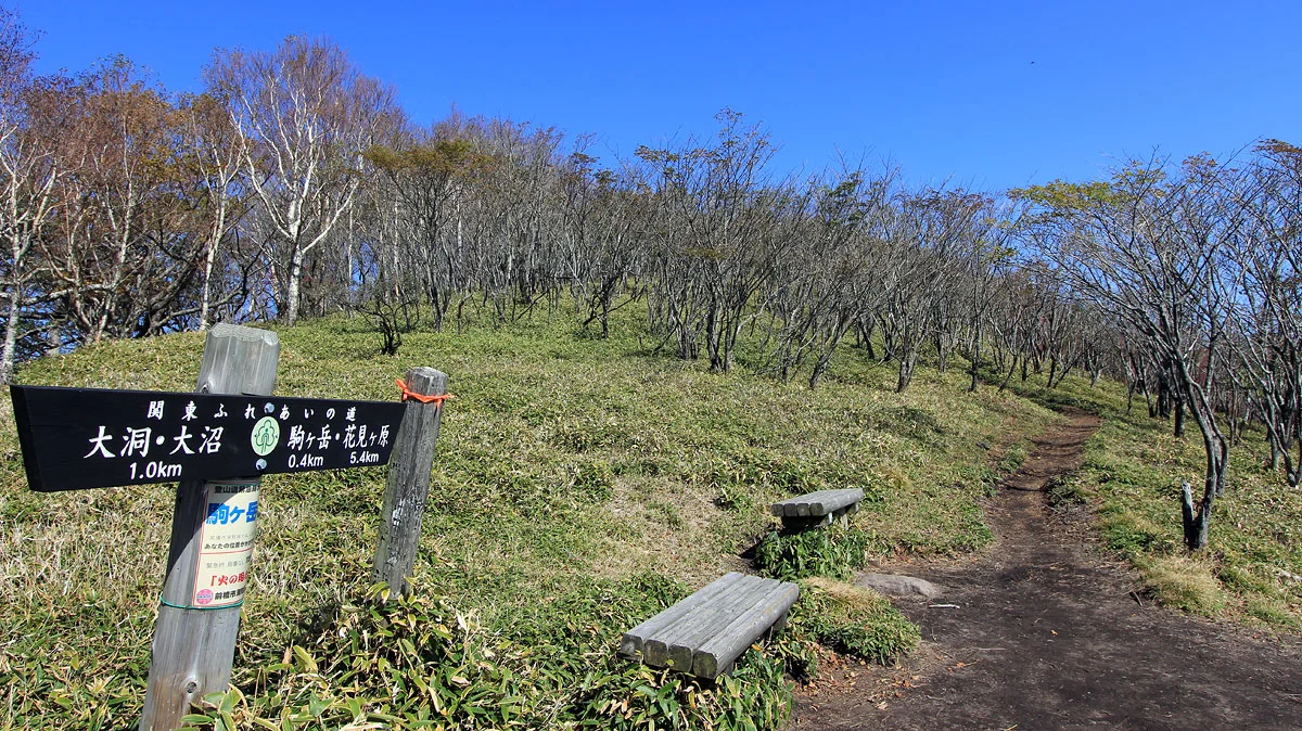 駒ヶ岳まで0.4km地点の道標