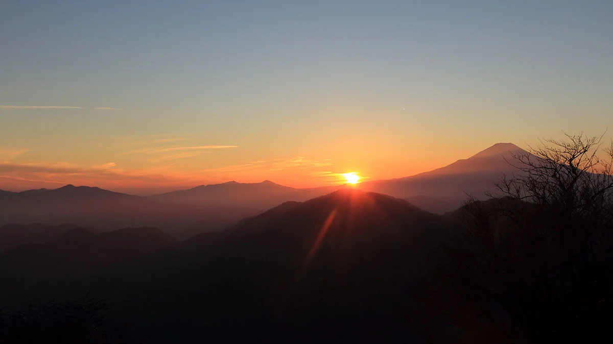 大倉登山道から沈む直前の夕日