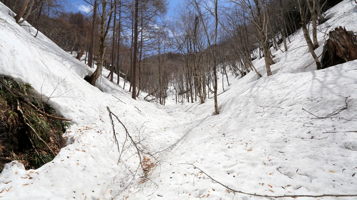 沢地形の登山道