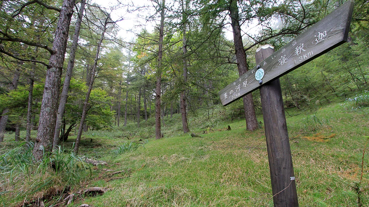 賽の河原まで0.2kmの道標