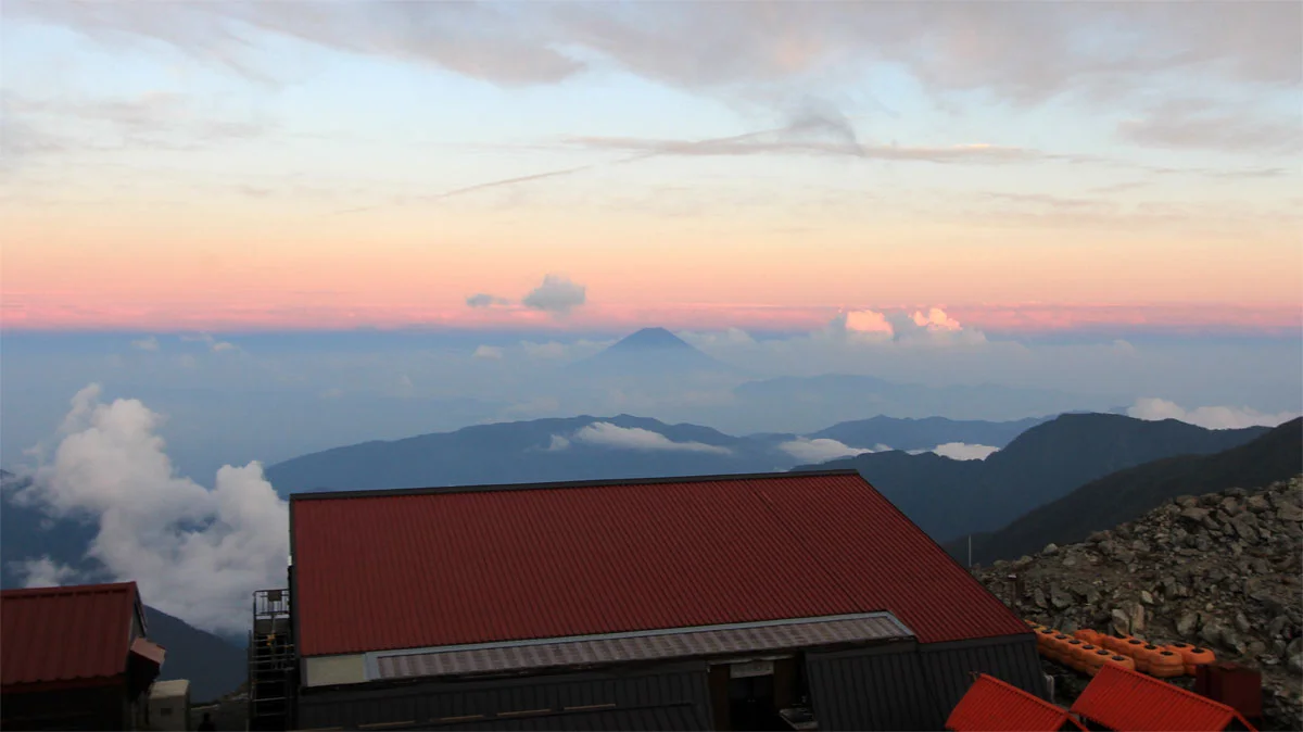 夕焼けと富士山