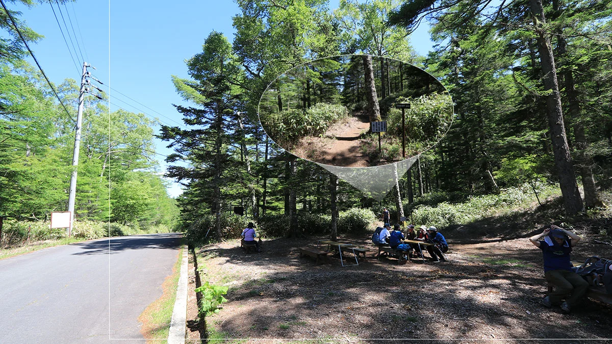 入笠山登山道の岩場