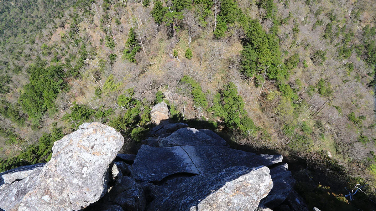 上から見た大日岳の鎖場