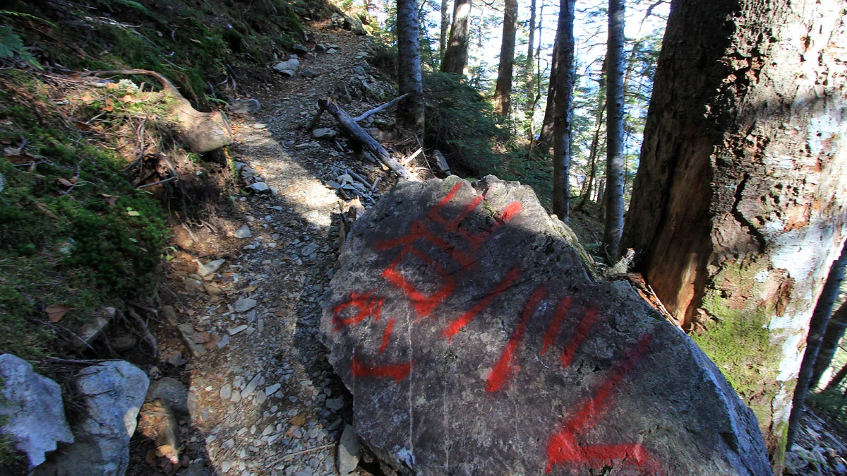 岩に書かれた落書き「岩バレ」
