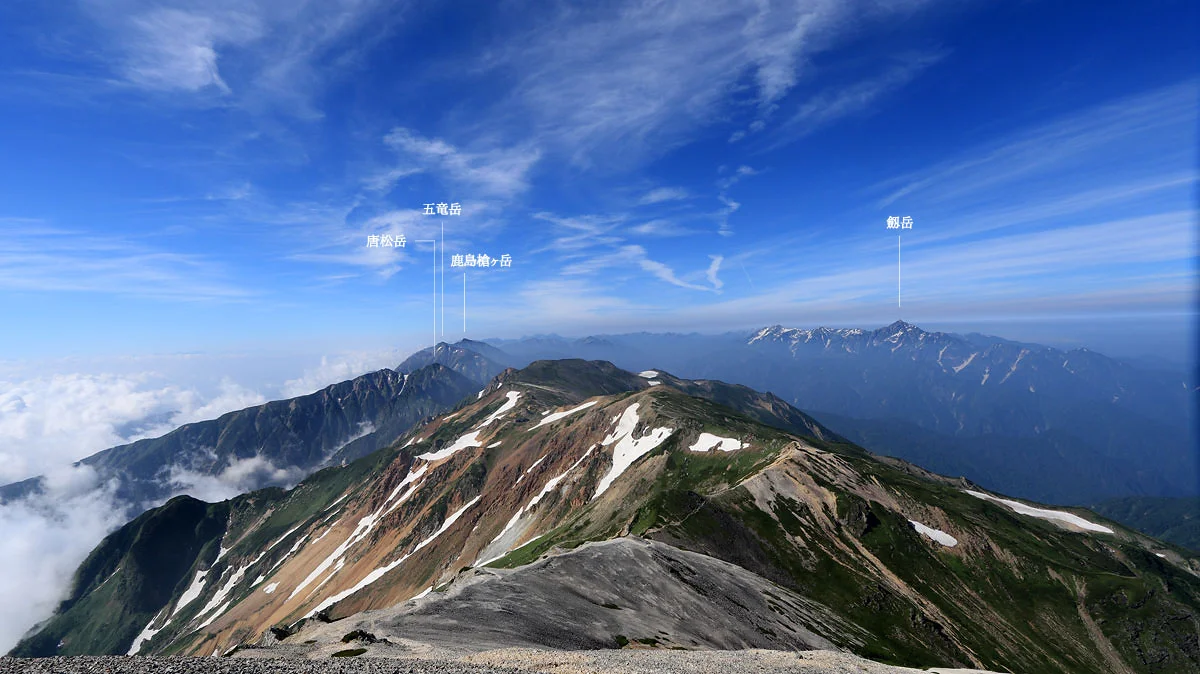 白馬鑓ヶ岳から南の展望