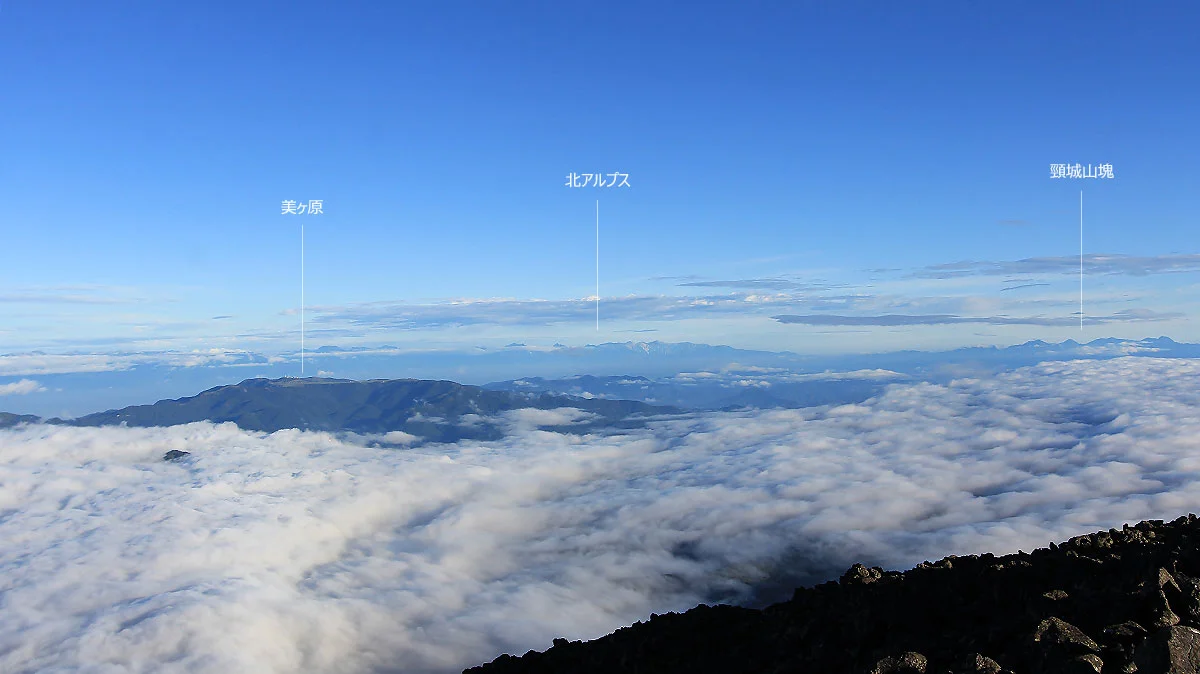 美ヶ原周辺に広がる雲海遠くに北アルプスと頸城山塊