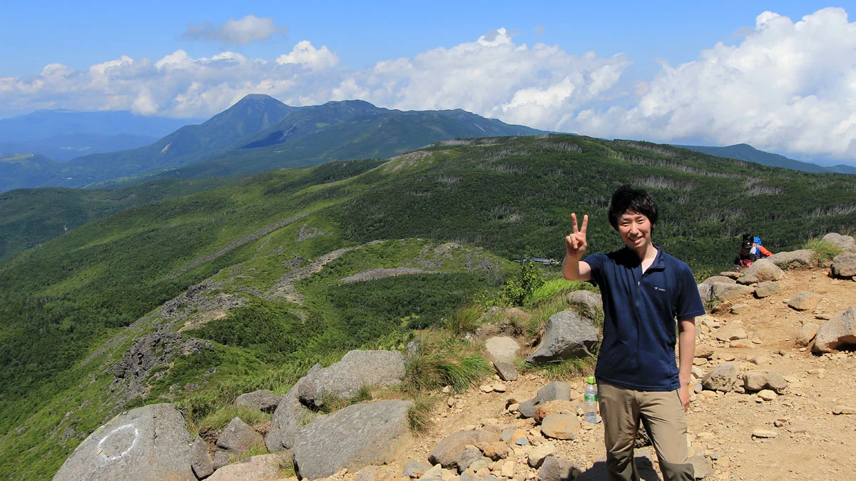 蓼科山バックに記念撮影