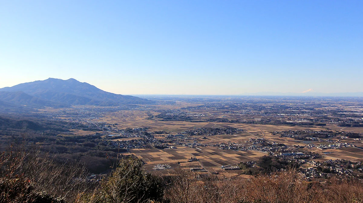 眼下に広がる、茨城県の桜川市内