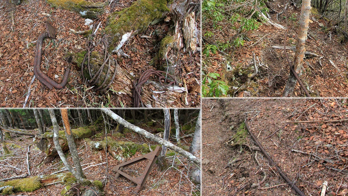 クレーンやワイヤーの残骸