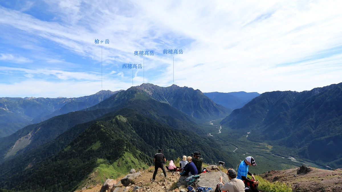 焼岳北峰から北側の展望