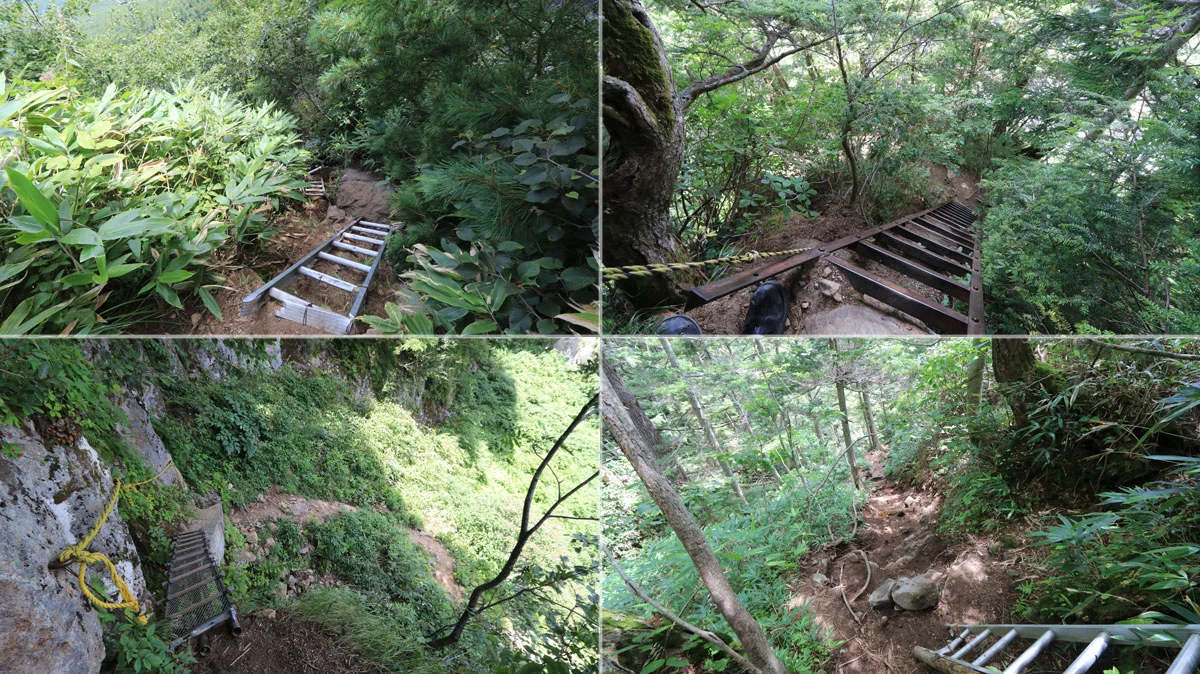 連続するはしご場